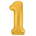 Шар фольгированный " Браво " 40"/102см Цифра-1 золото, в упаковке - фото 18898
